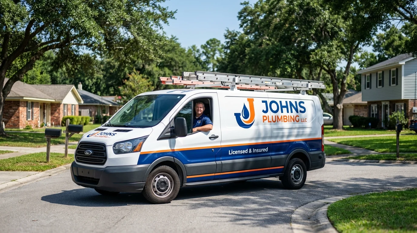 Johns Plumbing LLC service van in Bloomingdale, IL