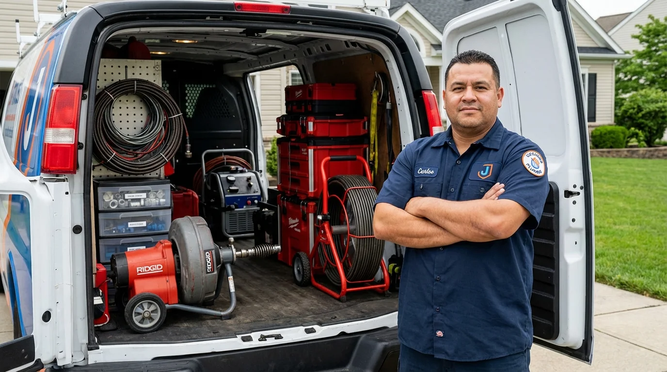 Professional drain cleaning equipment and Johns Plumbing LLC plumber in Bloomingdale