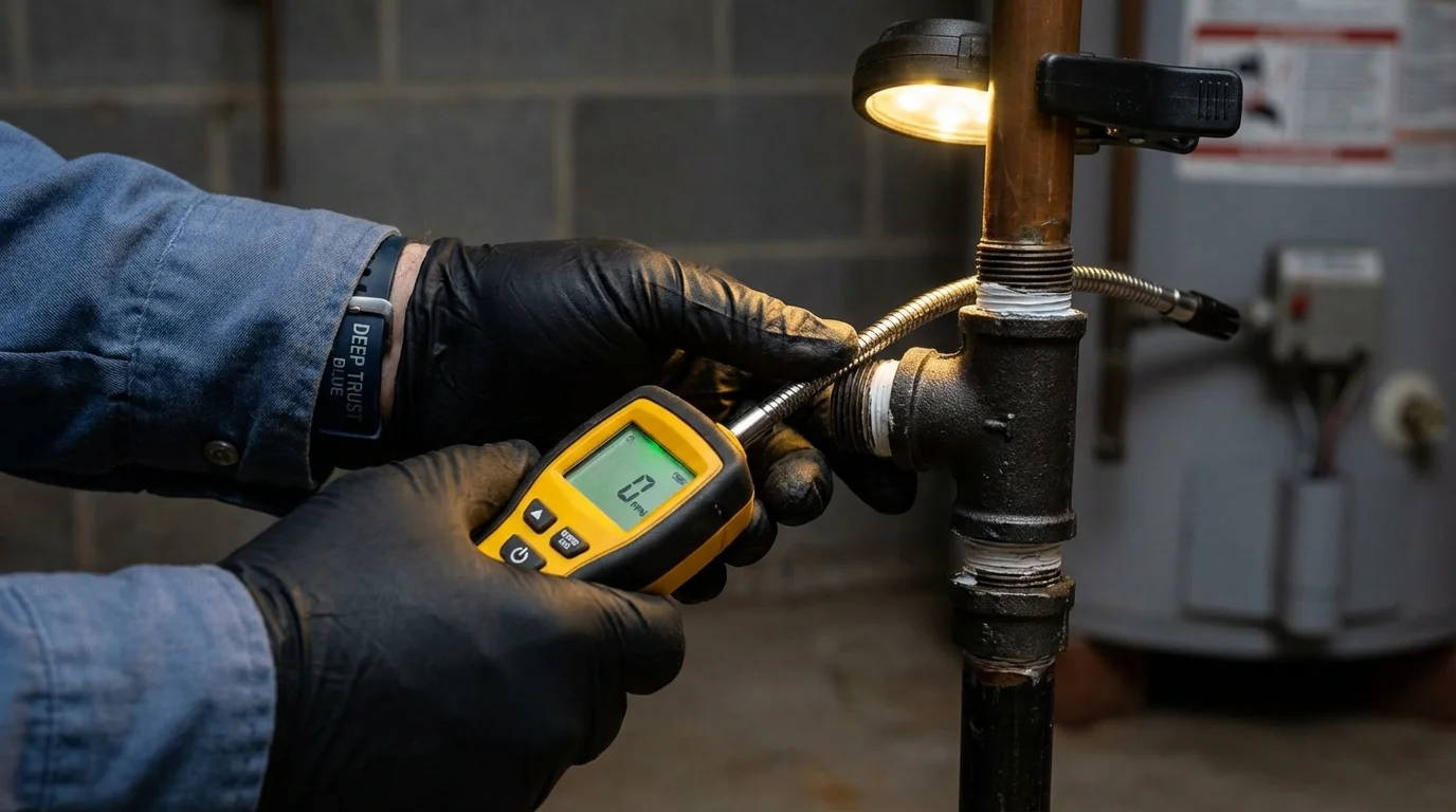 Gas leak detection with electronic sniffer by Johns Plumbing LLC in Bloomingdale