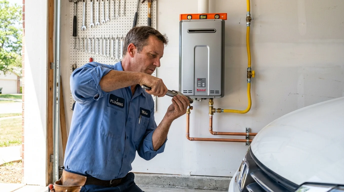 Tankless water heater installation by a Johns Plumbing LLC plumber in Bloomingdale
